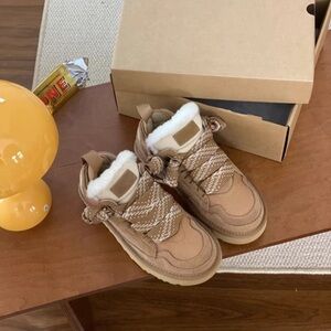 Tan High-Top Sneakers with White FAUX Fur Lining NWOT